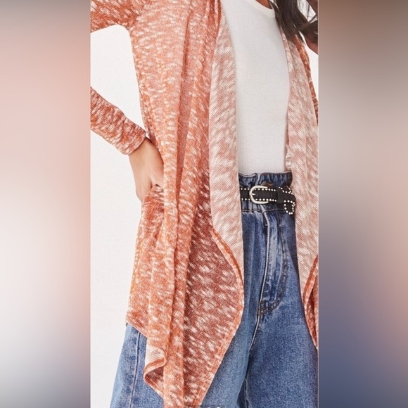 NWT forever 21 orange marbled open cardigan sweater M - Picture 4 of 4